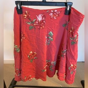 Pink Coral Floral Skirt